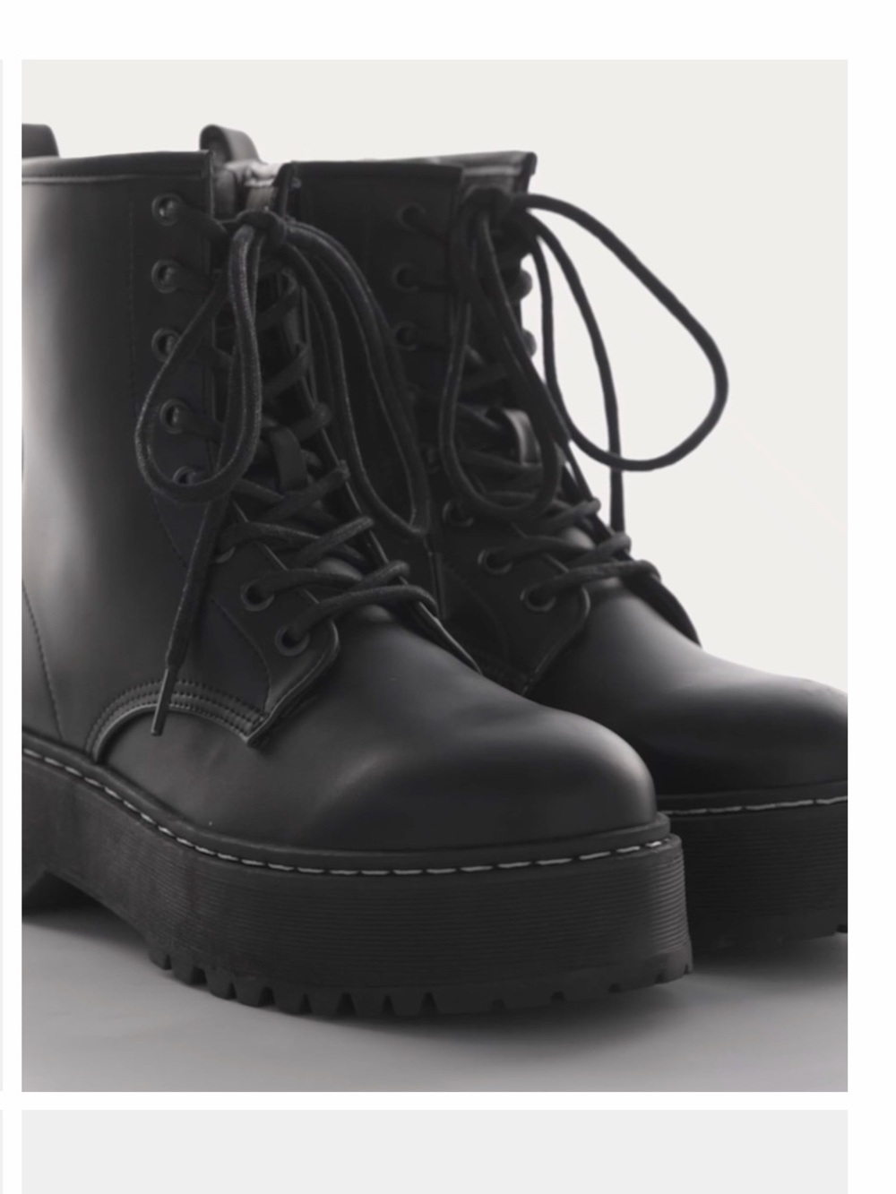 Steve Madden Black Lace-Up Platform Combat Boots